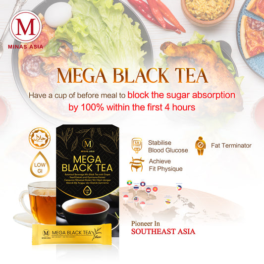 mega black tea block sugar absorption