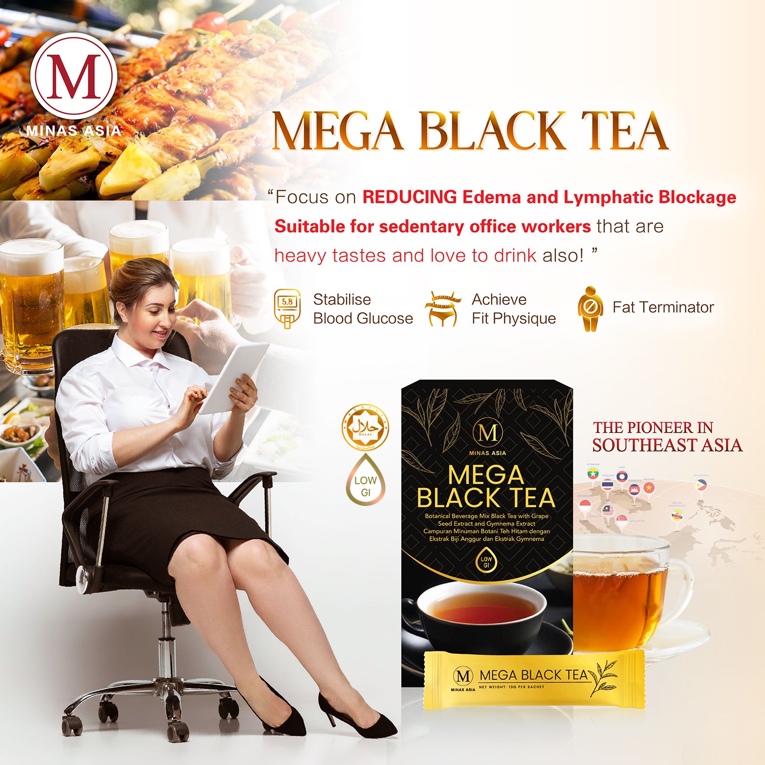 mega black tea reduce edema