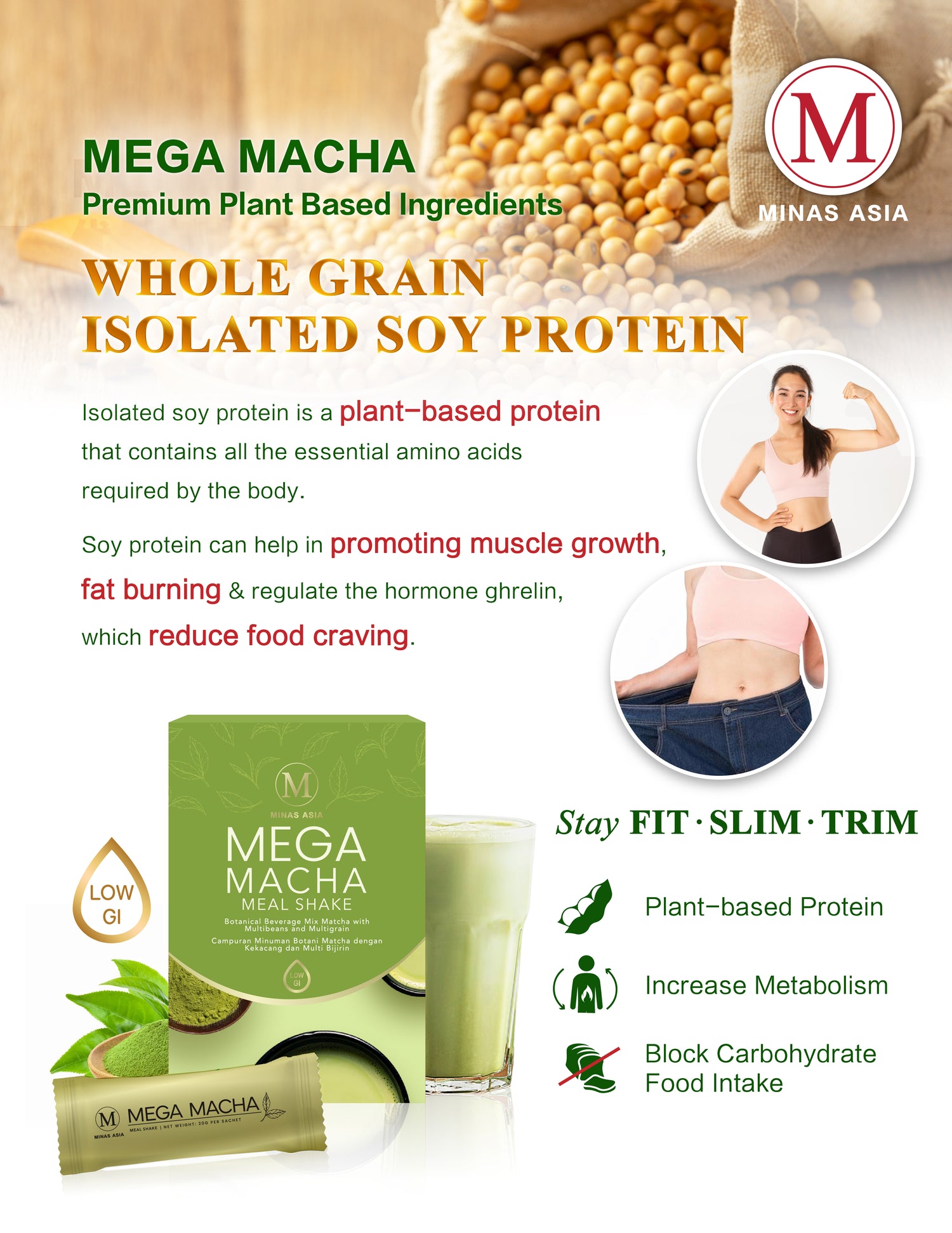 Mega Macha Whole Grain Isolated Soy Protein